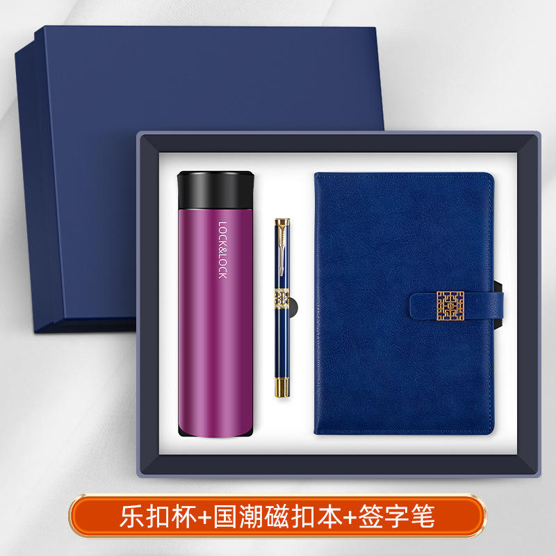 ชุดปากกาโน้ตบุ๊กพร้อมตัวล็อกแม่เหล็กทรงสี่เหลี่ยม Lock &amp; Lock สีฟ้า ชุด 3 ชิ้น