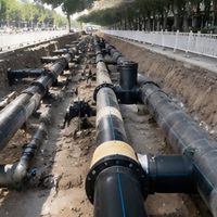 Tuyau d'eau en PEHD conforme à la norme ASTM, tuyau en polyéthylène noir avec bande bleue pour les conduites d'eau urbaines