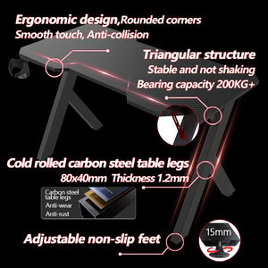 Yeni ergonomik tasarım x-şekilli çerçeve karbon fiber masaüstü su geçirmez kaymaz bilgisayar masası oyun masası - Product Image 4