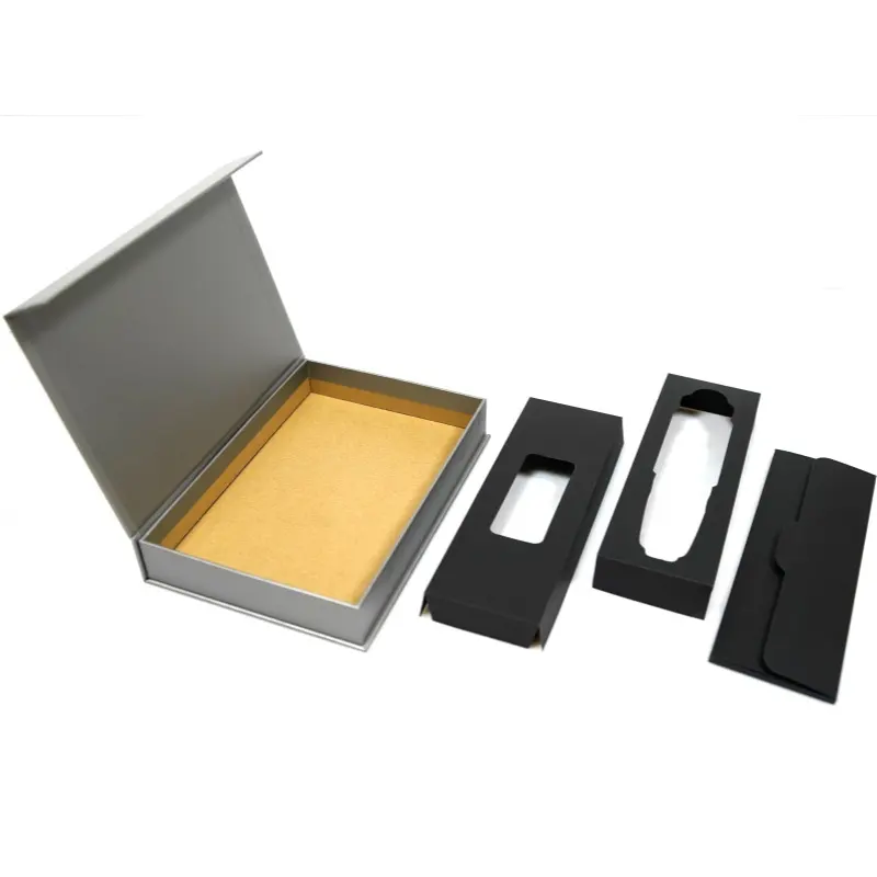 재활용 가능한 맞춤형 인쇄 럭셔리 블랙 포장 선물 상자 클램쉘 마그네틱 접이식 선물 상자