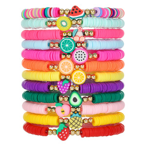 Colorful Fruit Polymer Clay <b>Bracelet</b> Set Elastic <b>Rope</b> Jewelry For Women Party Wear Multilayered Beaded <b>Bracelets</b> Unisex - Product Image 5