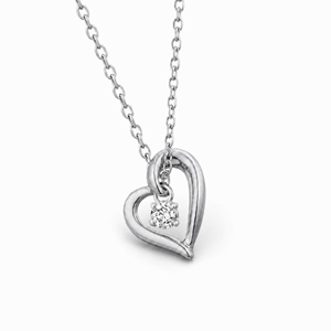 Romantic Timeless Heart Pendant <b>Necklace</b> Tarnish Resistant <b>Solid</b> <b>Silver</b> Chain with Tiny 0.02ct Shining Diamond Adjustable - Product Image 4
