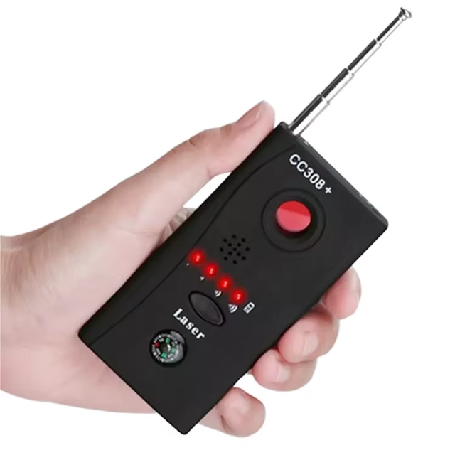 Factory Price CC308 Mini Portable ABS Anti Spy RF Hidden Camera Detector Laser Lens Strobe Alarm 10-20m Detection Range GSM