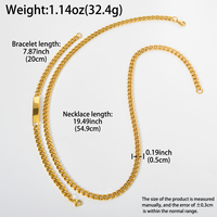 Nouveau Simple Creux 18k Plaqué Or En Acier Inoxydable Cubain Lien Chaîne Collier et Bracelet Ensemble de Bijoux pour les Femmes