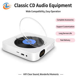 Lecteur CD portable rechargeable avec double haut-parleur, fonction Bluetooth, boîte à musique murale pour la maison - Product Image 1