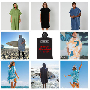 Serviette de plage à capuche pour adulte 90x112cm en pur coton, séchage rapide, cape de surf, serviette portable pour la plongée et le changement de tenue - Product Image 3