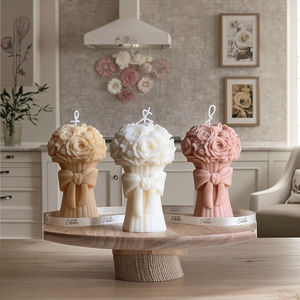 Stampo in Silicone <span class=keywords><strong>J</strong></span>-0446 Bouquet di Fiori di Rose con Fiocco a Cuore per Candele Profumate Fai-da-te Regalo di San Valentino Gesso Colla a Goccia - Product Image 6