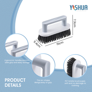 Série de brosses à récurer les vêtements portables polyvalentes de haute qualité, brosses à chaussures et à tissus de couleur unie avec manche en PP/PET - Product Image 4
