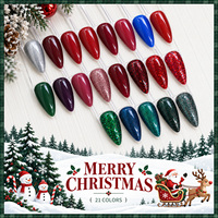 Vernis à ongles gel UV/LED scintillant rouge et vert, série de couleurs de Noël, longue tenue, pour nail art hivernal, marque privée