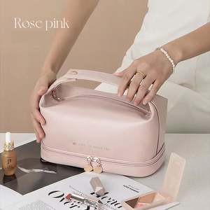 Sac de maquillage pour femme en cuir PU personnalisé, multifonctionnel, imperméable, avec fermeture éclair, Peachloft, grande capacité, mini sac de voyage - Product Image 3