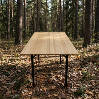 Table de camping pliable en bambou pour l'extérieur - Design moderne, forme rectangulaire, légère, écologique, mobilier d'extérieur pour la randonnée et la pêche