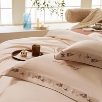 YCSP Ensemble de Literie de Luxe 4 Pièces en Gros, Couleur Rose Pêche Glacée, 100% Coton Supérieur à Fibres Longues, Drap de Lit Doux, Housse de Couette et Taies d'Oreiller