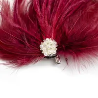 Bros Pin Bulu Burung Unta Merah Anggur untuk Wanita, Pria & Anak Perempuan - Aksesori Elegan untuk Pesta Pernikahan, Tari & Pertunjukan