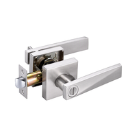 Poignée à levier avec rosette carrée et barre droite, alliage de zinc nickel satiné, pour porte en bois et en acier 35-50 mm