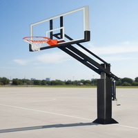 Panier de basket professionnel encastré de haute qualité avec panneau en verre trempé réglable en hauteur pour entraînement sportif en extérieur