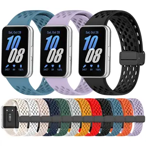 Hole Silicone Watch Strap Magnetic Buckle For Samsung Galaxy Fit 3 R390 Rubber Wrist Bracelet For Galaxy Fit3 Silicone Watchband