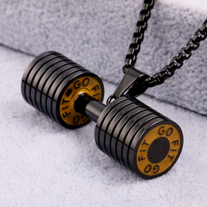 Collar con Colgante de Mancuerna de Acero Inoxidable |   Joyería Deportiva Inspirada en el Gimnasio para Hombres |   Accesorios para Entrenamiento y Levantamiento de Pesas - Product Image 6