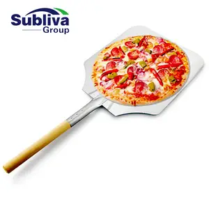 Pelador de Pizza de aluminio con mango de madera, 35,5x30,5 cm
