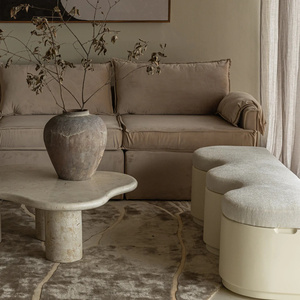Otomana Nórdica de Tela Blanca, Terciopelo de Calidad, para Dormitorio o Sala de Estar, con Espacio de Almacenamiento - Product Image 5
