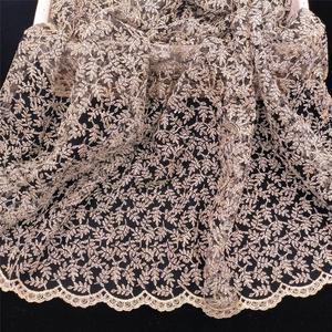 Robe de soirée or mode luxe maille tissu pour robe de mariée personnalisé mariage Lepu similicuir dentelle feuilles motif paillettes Nylon - Product Image 6