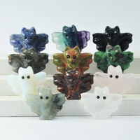 Statue de chauve-souris en pierres naturelles de guérison, sculpture d'animal, figurine pour Halloween, maison hantée, décoration gothique, figurine de chauve-souris en cristal