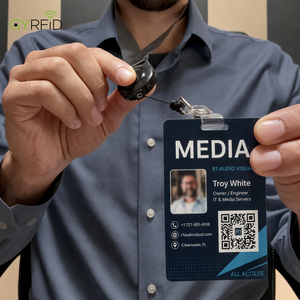 Cartes RFID vierges personnalisables réinscriptibles, badges d'identification NFC à puce, cartes <span class=keywords><strong>de</strong></span> visite RFID avec trous perforés et lanière - Product Image 3