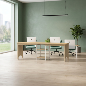 Escritorio de Oficina Doble con Paneles de Madera Modernos FURNIZONE, con Estantes Centrales de Almacenamiento, Desmontable, para Uso Comercial, Modelo 1381 - Product Image 3
