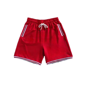 กางเกงขาสั้นชายหาดสไตล์สปอร์ตสำหรับผู้ชาย ผ้าถัก ระบายอากาศได้ดี ผลิตจากโพลีเอสเตอร์เนื้อละเอียด ขอบเอวยางยืด ลายเรียบ ทรงปกติ สีพื้น - Product Image 1