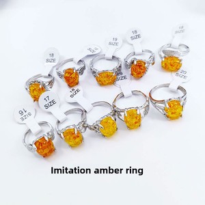 2026 Direktverkauf ab Werk Bernstein-Edelstein-Legierungsringe Damen-Handschmuck Außenhandel Grenzüberschreitender Export - Product Image 4