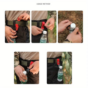Support de bouteille d'eau pour la randonnée, en sangle tactique en nylon avec boucle à dégagement rapide en plastique, clip de fixation pour sac, accessoire - Product Image 4