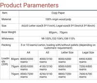 Papel de Impresión para Oficina al por Mayor, Tamaño Carta A4, Papel Multiusos para Copiar, 70gsm 75gsm 80gsm