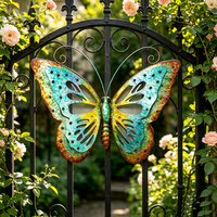 Nouvelle décoration murale en métal créative faite à la main en forme de papillon pour la cour, le patio et la maison