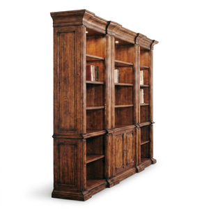 Buffet de salon traditionnel en chêne massif avec portes à panneaux surélevés et 10 étagères pour le rangement à domicile - Product Image 1