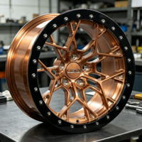 Velg Alloy Forged Desain Dua Warna Kustom LEAD, Lapisan Powder Coating Bronze Mesh Deep Dish Bolt 20-22 Inch 5x112/5x120 PCD