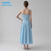 Robe midi femme à bretelles spaghetti, taille cintrée, avec nœud torsadé devant, plissée, fluide, couleur unie, pour l'été, la plage et les vacances, avec logo personnalisé