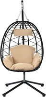 Fournisseur d'usine, chaise suspendue moderne en forme d'œuf - Siège unique en rotin tressé avec support en métal