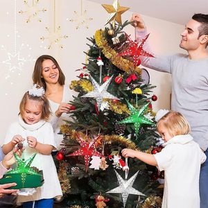 Décoration de Noël en papier découpé au laser en forme d'étoile 3D, imperméable et écologique, pour mariages et fêtes en intérieur/extérieur - Product Image 4