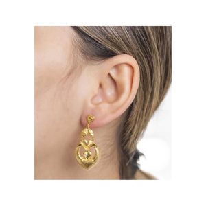 Boucles d'oreilles pendantes en or 22 carats avec perle d'eau douce, plaqué or 14K/18K, zircon et diamant pour mariages et fêtes - Product Image 1