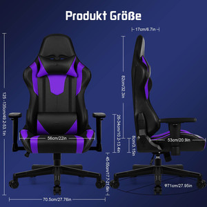Chaise de bureau et de gaming ergonomique Zero Gravity avec massage, design racing, hauteur réglable et roulettes fluides - Product Image 2