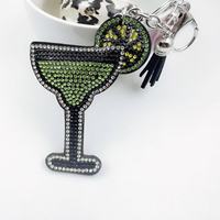 Koreaanse fluwelen warmgeperste wijnglas sleutelhanger schattig legering hoogvoetig beker kwast tas hanger DIY
