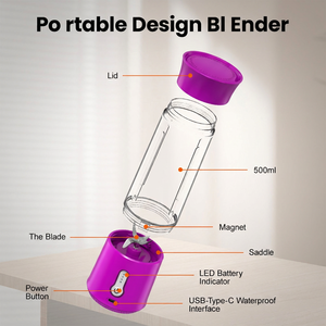 เครื่องปั่นน้ำผลไม้พกพา ราคาโรงงาน ปลอดสาร BPA ชาร์จผ่าน USB ใช้แบตเตอรี่ สำหรับทำสมูทตี้ เหมาะสำหรับการเดินทางกลางแจ้ง รับทำโลโก้ตามสั่ง - Product Image 4