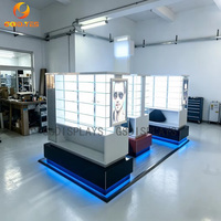 Kiosque d'exposition moderne pour lunettes LED, mobilier personnalisé pour opticien, vitrine intérieure pour magasin de lunettes en vente