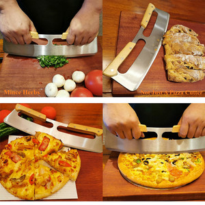 Double-handled pizza cutter, pizza shaker, <b>large</b> pizza cutter, commercial pizza cutter, nougat knife, baking tools - Product Image 2