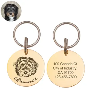 Etiquetas de viaje para perros inteligentes silenciosas de acero inoxidable grabadas con láser personalizables