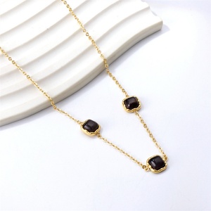 Collar de Acero Inoxidable con Colgante Cuadrado de Ópalo, Accesorios con Piedras Preciosas para Mujer - Product Image 2