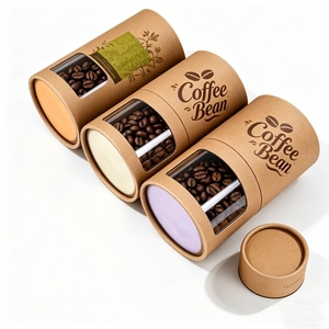 Custom Food Grade Round Kraft Cardboard Cylinder Paper Tube Packaging with Clear PVC Window for <b>Coffee</b> <b>Beans</b> Organic Tea Nuts - Product Image 2