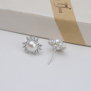 Accessoires DIY Édition Coréenne Boucles d'oreilles clous en argent S925 de qualité supérieure, populaires en Europe et en Amérique, supports vides pour perles, bijoux féminins - Product Image 2