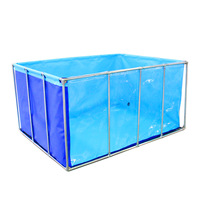 Bassin de culture pliable unilatéral en toile transparente pour poissons, carpes koï et crevettes, avec support en acier inoxydable épaissi