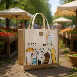 Bolsa de Lona Multiusos Ilan 17x32x36 Cm, Impresa, Ecológica, Para Compras y Almacenamiento - Product Image 3