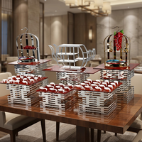 Matériel de restauration : Présentoirs à desserts miroir, rehausseurs de nourriture, tables à desserts en acrylique, fournitures hôtelières pour buffet